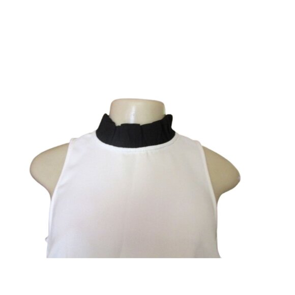 NWT, J. Crew Ruffle Neck Sleeveless Blouse XS White & Black - Picture 2 of 7